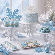 Willinglong Snowflake Cake Stand Set, 3 Sizes, White