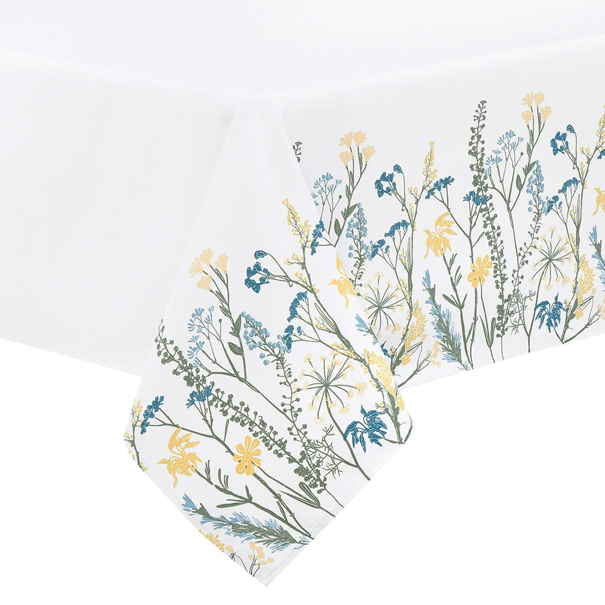 Wildflowers Border Tablecloth by Lenox – 84" x 60" (Rectangular), Polyester, Blue
