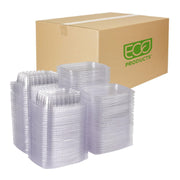 Compostable 8oz Clear Rectangular Deli Containers With Lids by ECO PRODUCTS – 8oz, 8 ounces, PLA Plastic, Clear, Pack of 300