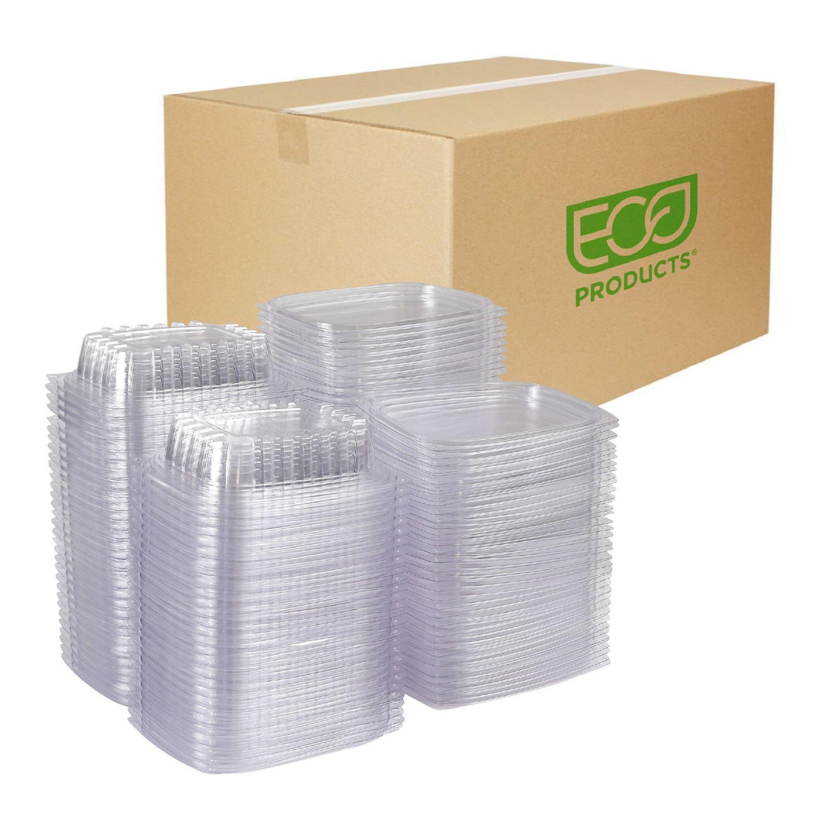 Compostable 8oz Clear Rectangular Deli Containers With Lids by ECO PRODUCTS – 8oz, 8 ounces, PLA Plastic, Clear, Pack of 300