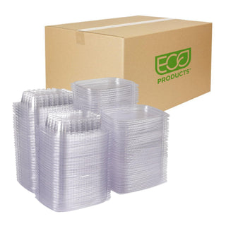 Compostable 8oz Clear Rectangular Deli Containers With Lids by ECO PRODUCTS – 8oz, 8 ounces, PLA Plastic, Clear, Pack of 300