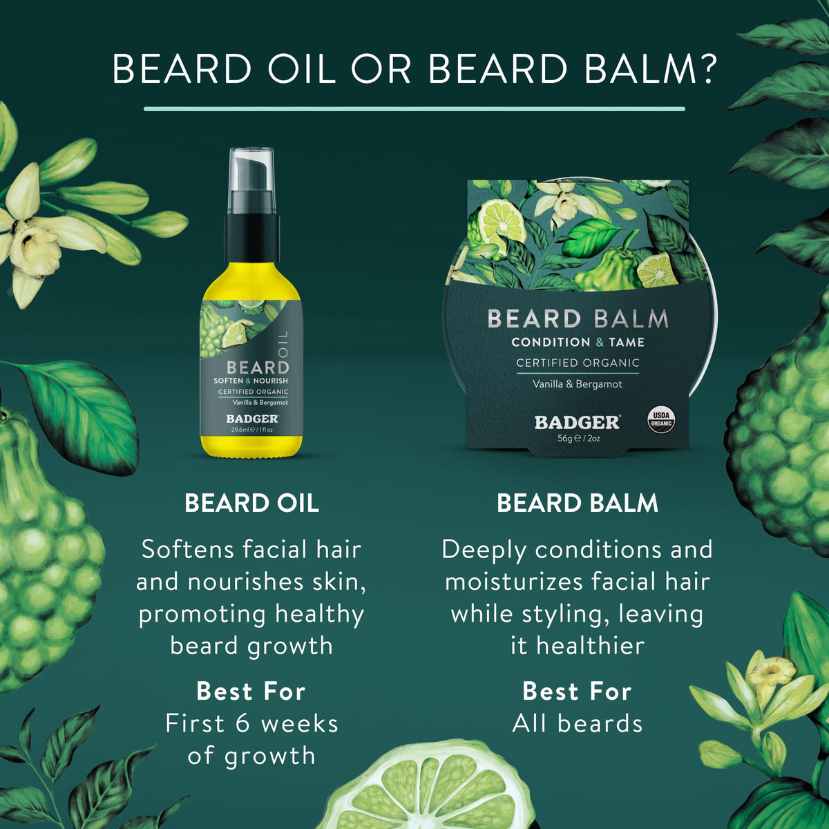 Organic Beard Balm - Leave-In Conditioner by Badger – 2 Ounce (Pack of 1), yellow, Model 720316