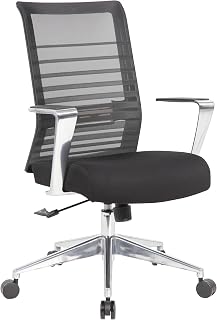 Boss Office Products Horizontal Mesh Back Task Chair with Aluminum Arms/Base, Black