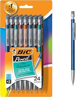 BIC Xtra-Precision Mechanical Pencil, Metallic Barrel, Fine Point (0.5mm), 24-Count