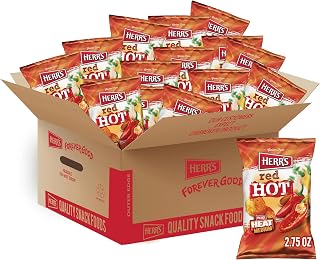 HERR'S Red Hot Potato Chips, 2.75 Ounce (Pack of 24 Bags) – Extra Spicy Potato Chips for Bold Flavor Fans – Great for Spicing Up Snack Time