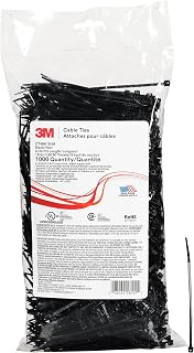 3M Cable Tie CT4BK18-M, Black, 4 inch, 18 lb Tensile Strength, 1000/Bag