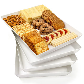 VITEVER Serving Trays, Plastic 16 x 11 Inch, White 4 Pack
