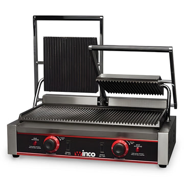 9" Double Commercial-Grade Panini Grill Press by Winco – Double, Cast Iron, Silver, Model EPG-2