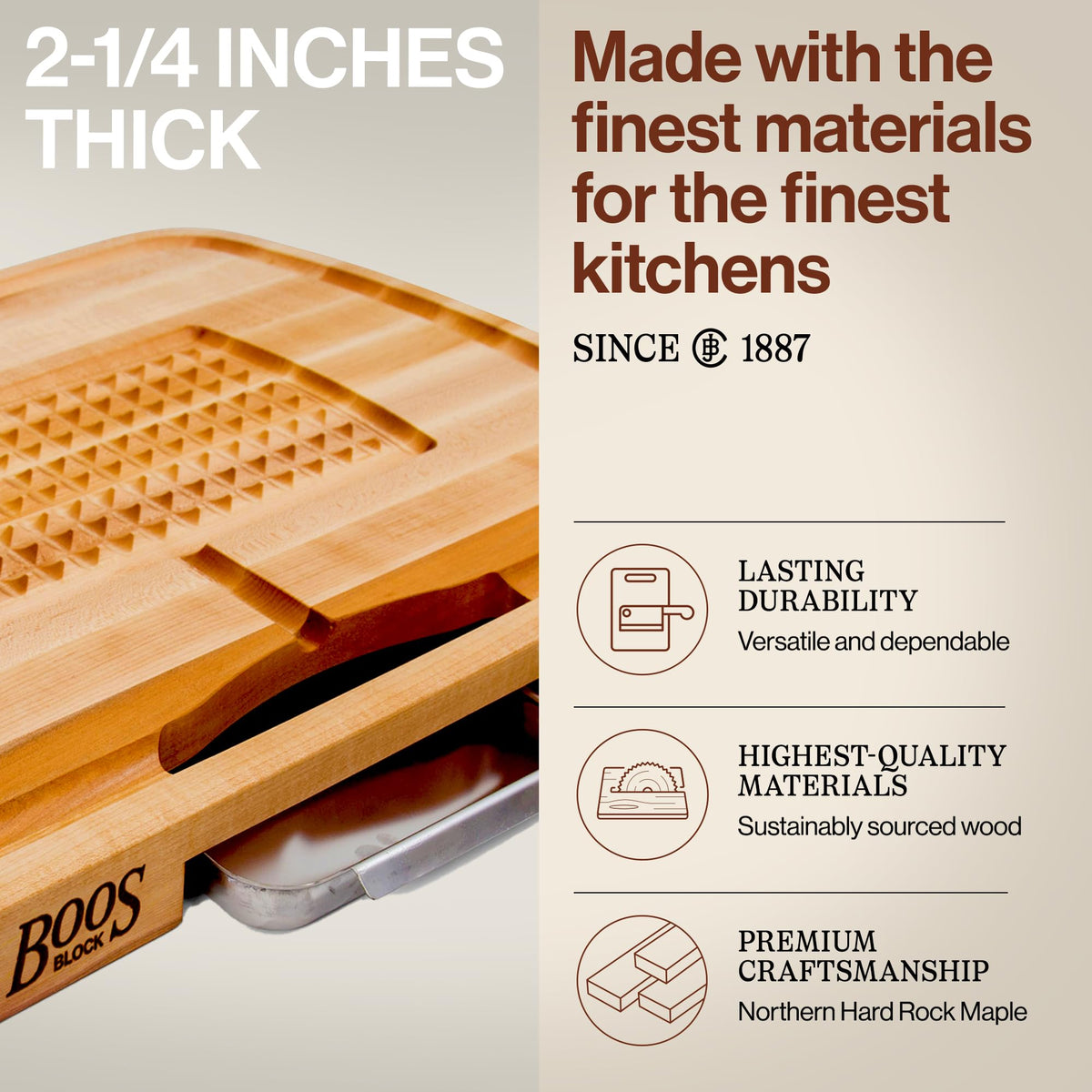 Boos Block Carving Board, Maple Wood, 24 x 18 Inch