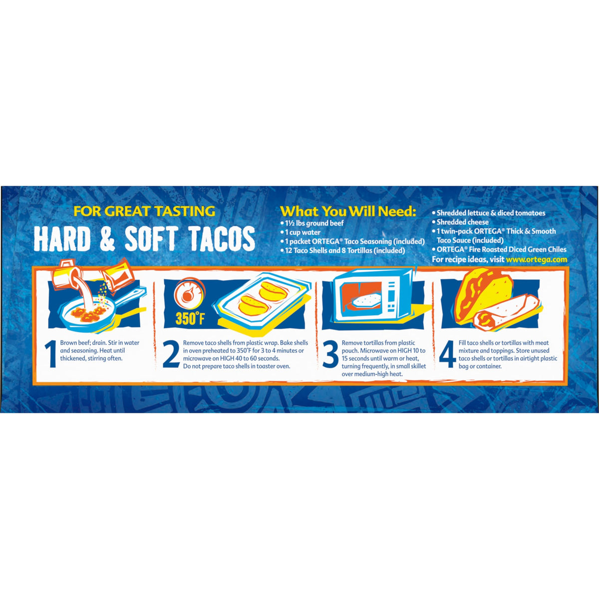 Taco Dinner Kit by Ortega – 12 Count (Pack of 3), Hard & Soft, Pack of 3, Model 1162139