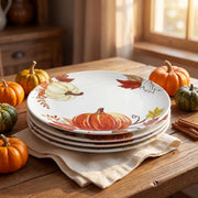 Webbylee Melamine Dinner Plates, 10 Inch Set of 4, Pumpkin Design