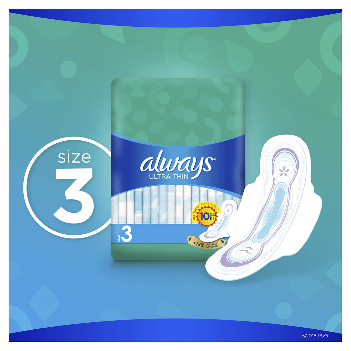Ultra Thin Size 3 Extra Long Super Pads With Wings Unscented by Always – Size 3