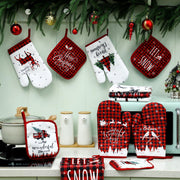 SiliFine Christmas Kitchen Set, 12 Pieces with Towels, Mitts and Pot Holders, Multicolor