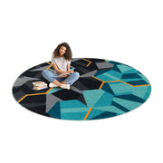 Kid Essentials Stealth Teal 13'2" Round Area Rug by Joy Carpets – 13'2" (Round), Nylon, Teal, Model 2134XLE-01