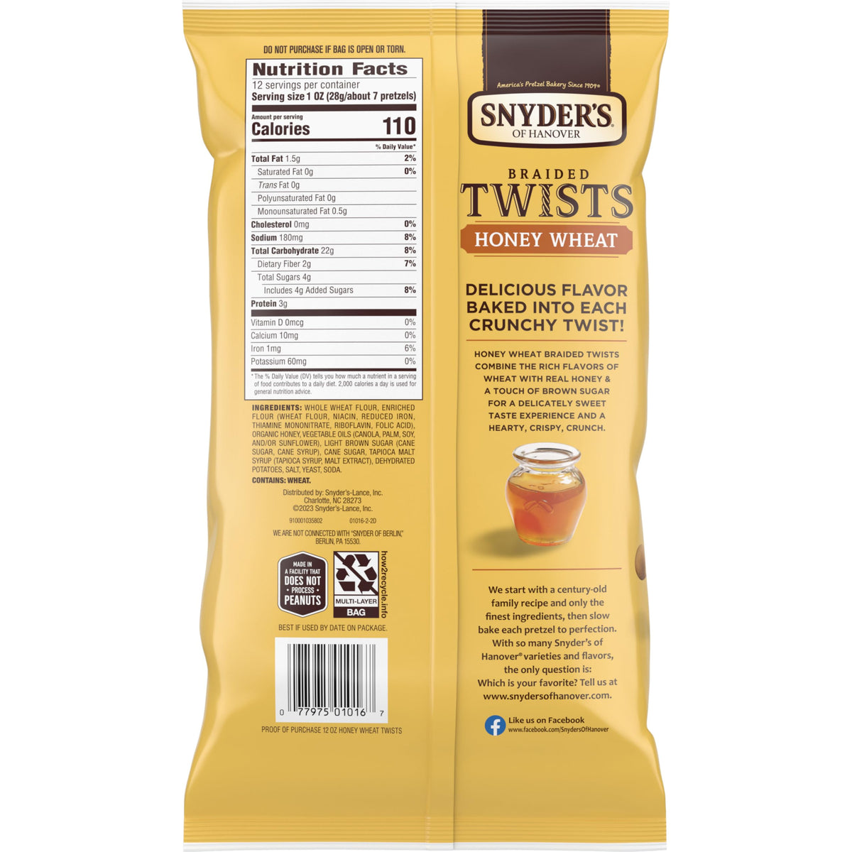 Pretzels, Braided Pretzel Twists Honey Wheat, 12 Oz by Snyder's of Hanover – 12 Ounce (Pack of 1), Model 10160