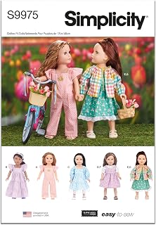 Simplicity S9975 18" Doll Clothes Sewing Pattern by Elaine Heigl Designs, One Size