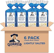 Quaker Large Rice Cakes, Lightly Salted, Gluten Free, 100% Whole Grains, 4.47 Oz, Pack of 6