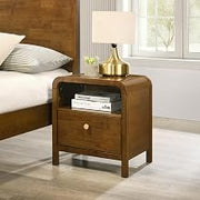 Roundhill Furniture Eldren Wood Nightstand with Solid Rubberwood Frame, Walnut Finish