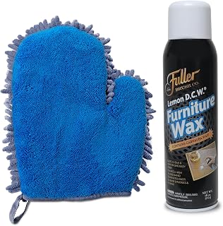 Fuller Brush Lemon D.C.W. Furniture Wax – Dust, Clean & Wax in One Spray – 18 oz. + Clean & Polish Microfiber Mitt - 2-in-1 Dual Purpose Cleaning Glove