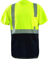 OccuNomix LUX-SSETPBK-Y5X Classic Standard Short Sleeve Wicking Birdseye Black Bottom T-Shirt, Class 2, 100% ANSI Wicking Polyester Birdseye, 5X-Large, Yellow (High Visibility)