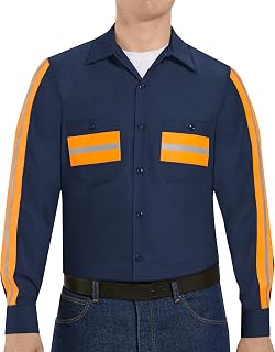 Red Kap Men's Long Sleeve Enhanced Visibility Shirt | Moisture Wicking Button Up, Wrinkle Resistance Fights Fading & Stains