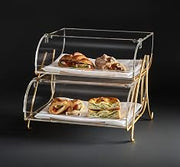 Rosseto BK020 Bakery Case 2-Tier with Brass Metal Stand