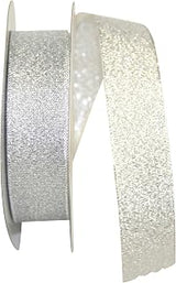 Reliant Ribbon Woven Shimmer Ribbon, 7/8 Inch X 25 Yards, Silver
