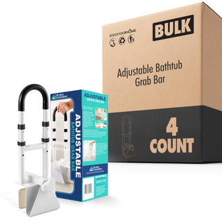 Adjustable Bathtub Grab Bar 4 Pack Safety Bath and Shower Rail for Seniors Adjustable Handles by Modern Innovations – 2 Count Pack of 2, Stainless Steel, White, Model MI-1420-Case