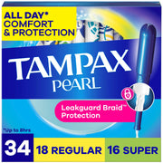 Pearl Tampons for Women Multipack by Tampax – Regular/Super, Cotton, Model 4332405235