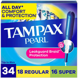 Pearl Tampons for Women Multipack by Tampax – Regular/Super, Cotton, Model 4332405235