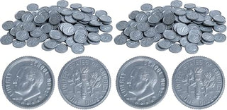 LEARNING ADVANTAGE 7523 Play Dimes - Set of 100 Plastic Coins - Designed and Sized Like Real US Currency - Teach Money Math with This Pretend Play Resource (Pack of 2)
