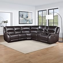 Steve Silver Alexandria 6pc Dual-Power Leather Reclining Sectional in Chocolate