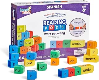 hand2mind Spanish Reading Rods Word Decoding, Word Building Activities, Alphabet Linking Cubes, Letter Blocks for Spelling, Learn Spanish for Kids, Spanish Classroom Must Haves