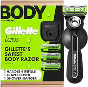 Gillette Labs Body + Intimate Razor For Men, Handle + 4 Blade Refills, Travel Cover