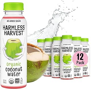 Harmless Harvest Organic Coconut Water, Original, 10 Fl Oz, 12 Pack | No Sugar Added, No Added Flavor, Natural Electrolyte Hydration Drink, Non-GMO, Fair for Life Certified