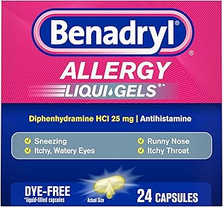 Benadryl Liqui-Gels Allergy Medicine, 25 mg Diphenhydramine HCl, 24 ct