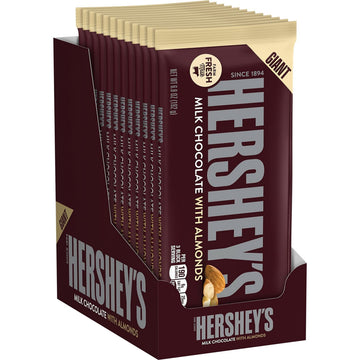 Milk Chocolate with Almonds Giant Candy by HERSHEY'S – 6.8 Ounce (Pack of 12), Multicolored, Pack of 12, Model KKPPOA24723