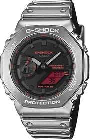 Casio G-Shock Fine Metallic Series Octagonal Silver Red Watch GM2100YRA-8A