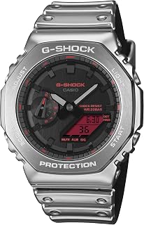 Casio G-Shock Fine Metallic Series Octagonal Silver Red Watch GM2100YRA-8A