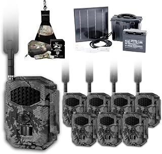 Spartan GoCam 2 Cellular Trail Camera Solar Bundle Accessories – 4G/LTE Hunting Camera with Spartan Solar Panel Kit with Battery, 32GB SD Card, Card Reader & Lens Cloth (8 Pack)