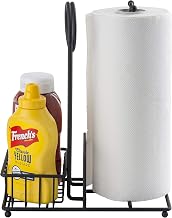 TableCraft 10263 Paper Towel & Condiment Caddy, 10" x 6" x 12-1/4”H, 2-Section, Steel, Black Powder Coat