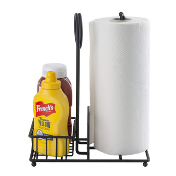 Paper Towel & Condiment Caddy by Tablecraft – 10" x 6" x 12-1/4"H, Alloy Steel, Black, Model 10263