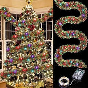 16.4-Ft Christmas Garlands with 50 Lights, Battery Powered Artificial Vine Soft Greenery, DIY Rattan Faux Greenery for Holiday, Fireplace, Mantle, Indoor Decor