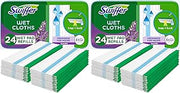 Swiffer Sweeper Wet Mopping Cloths with Febreze Freshness, Lavender Vanilla & Comfort, 24 Count (Pack of 2)