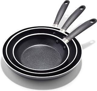 OXO 3-Piece Nonstick Frying Pan Set (8", 10", 12"), PFAS-Free Ceramic Skillets, Dishwasher & Oven Safe, Stay-Cool Silicone Handle