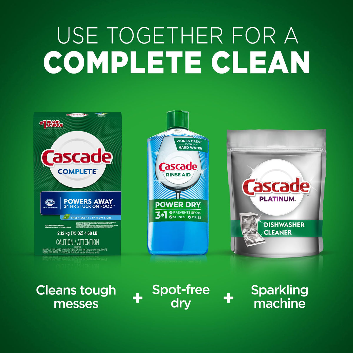 Complete Powder Dishwasher Detergent by Cascade – 75 Ounce (Pack of 1), White, Model PG-2871