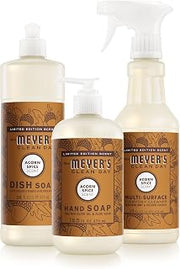 Mrs. MEYER'S CLEAN DAY Kitchen Basics Set, Acorn Spice, Cleaning Supplies | Trio of Kitchen Essentials, Includes Hand Soap (12.5 fl oz), Dish Soap (16 fl oz) and Multi-Surface Cleaner (16 fl oz)