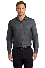 Men's Pincheck Easy Care Button-Down Shirt by Port Authority – 3X-Large, Steel, Black/ Grey Steel, Model W645