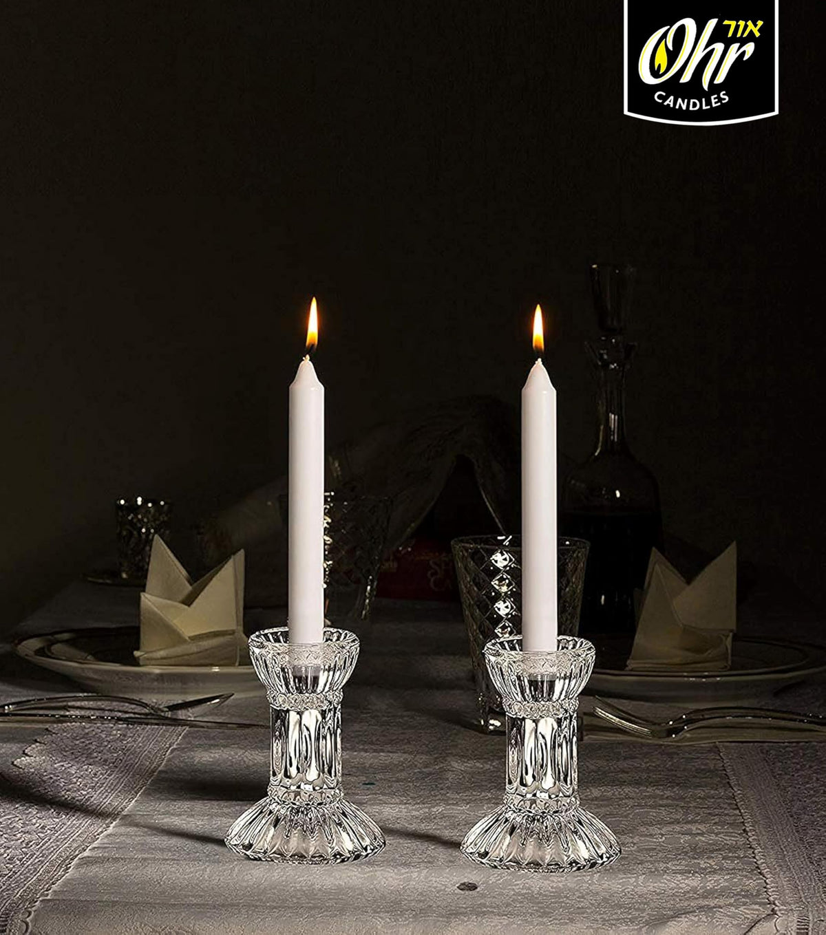 Ohr Candles Shabbat Tapers, 3 Hour Burn, White, 144 Count