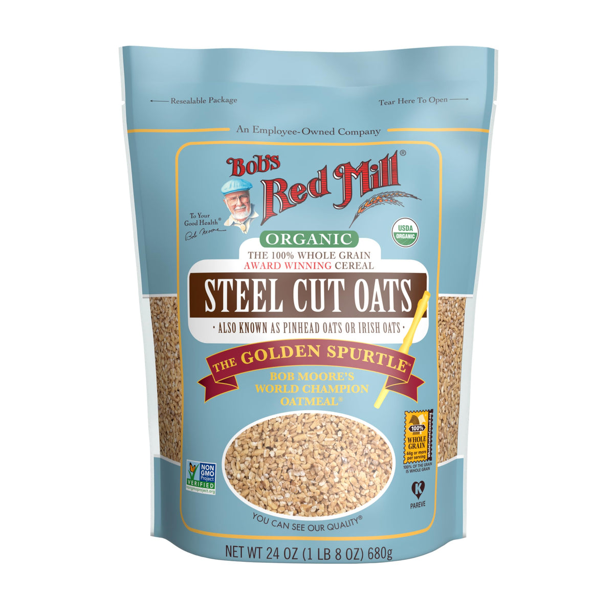 Organic Steel Cut Oats by Bob's Red Mill – 24 Ounce (Pack of 4), Natural, Pack of 4, Model 6053S244